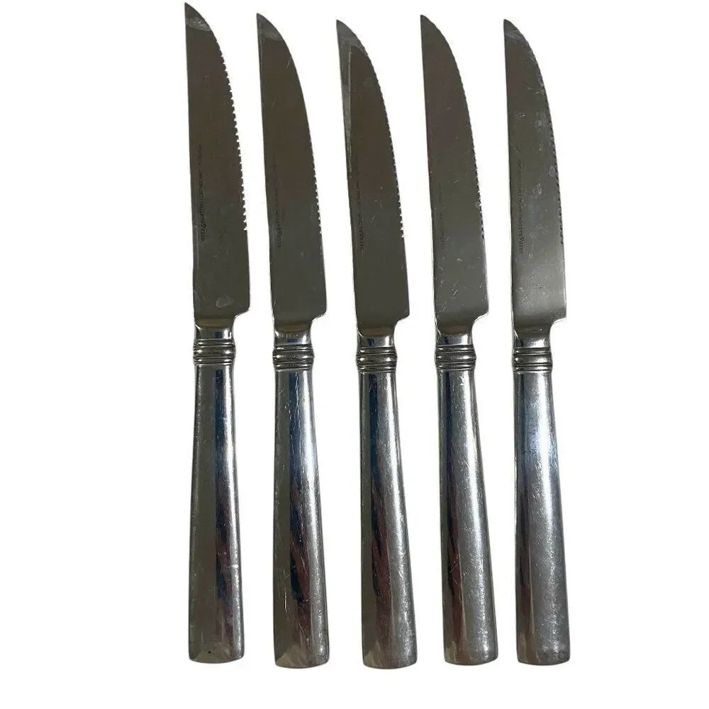 Lot of 5 Reed & Barton Heritage Mint Regent Stainless Steel Serrated Steak Knive